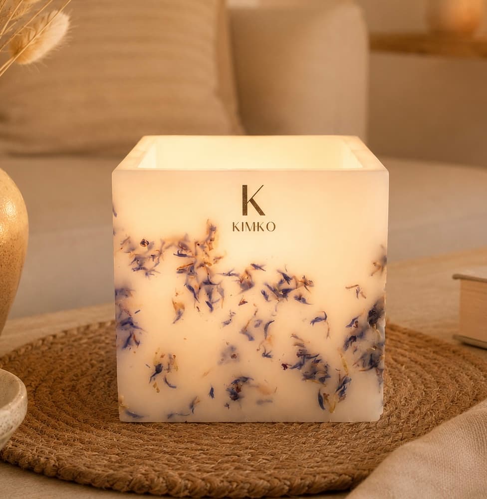 Bougie décorative artisanale Les BLEUETTES (carrées) — KimKo